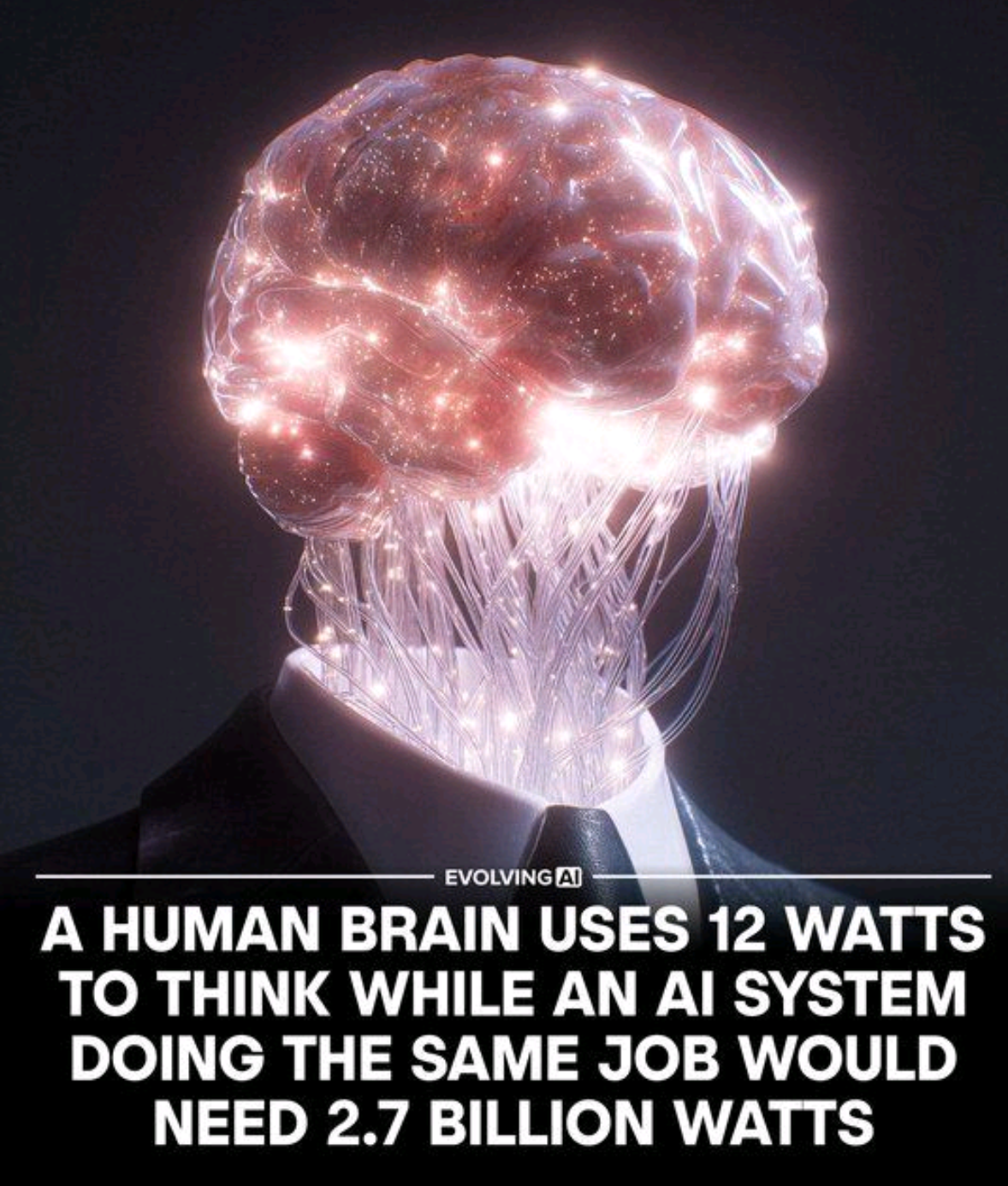 Human Brain Power Consumption Vs Cloud LLM servers